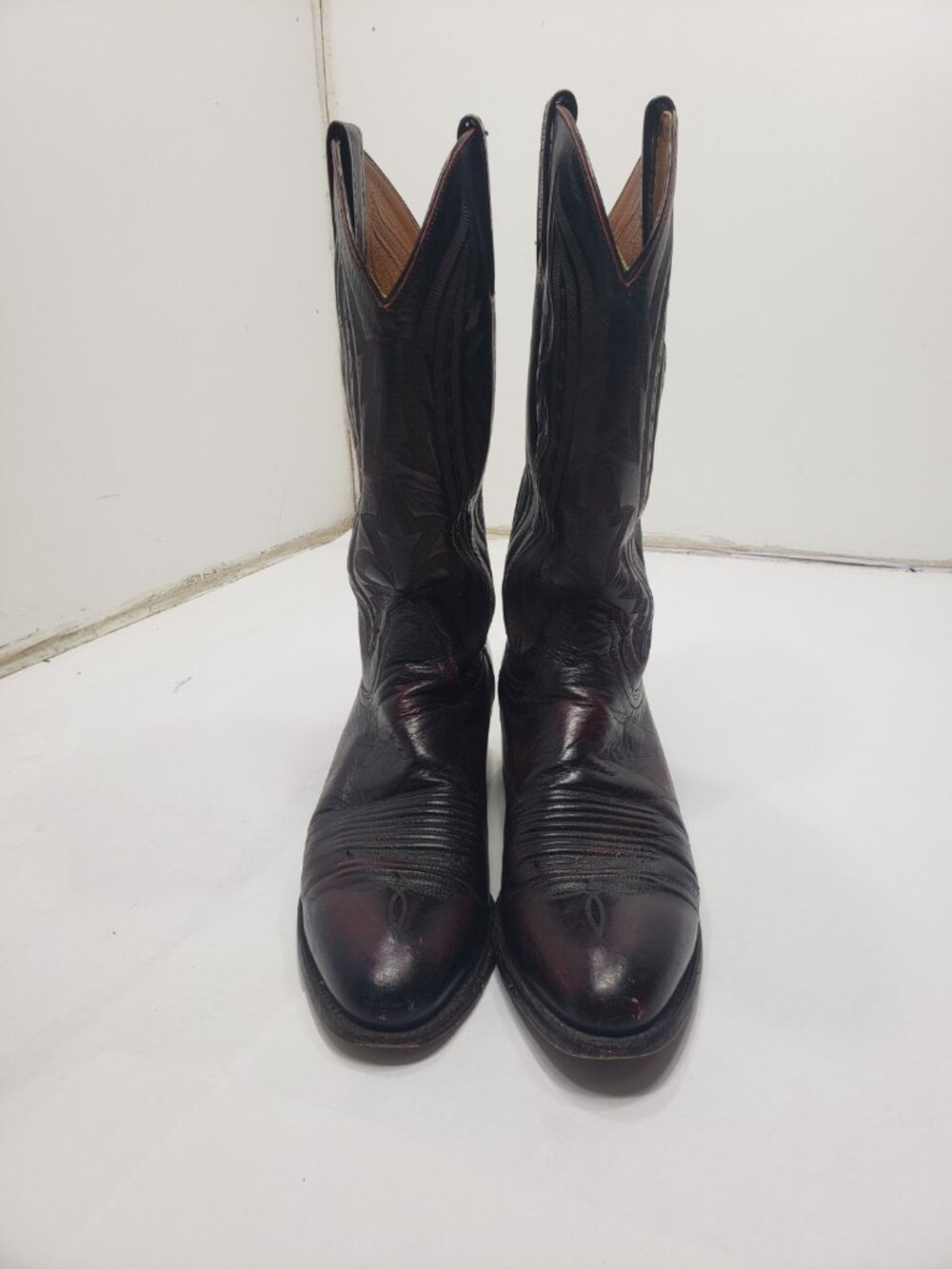Lucchese 2000 Men’s T3012R4 Black Cherry Kangaroo Leather Cowboy Boots 9.5B